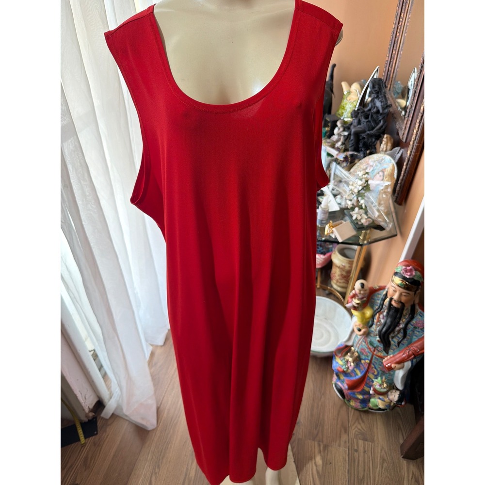 The Pyramid Collection Red Sleeveless Maxi Dress Plus Size 2X Scoop Neck Slit